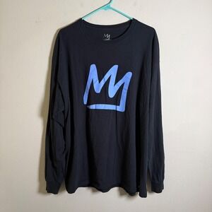 Mammoth Mens Long Sleeve Graphic T-Shirt Black Blue Crown Logo Streetwear XL
